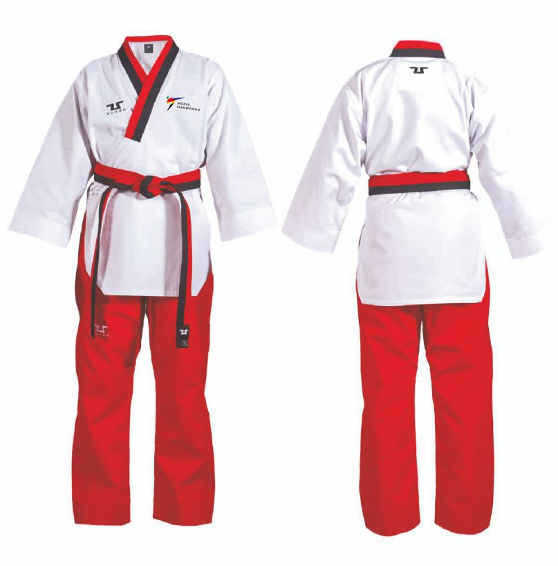 Details about   TUSAH EZT Taekwondo White Red Poomsae Poom Dobok Uniform Gi MMA Suit Women's 