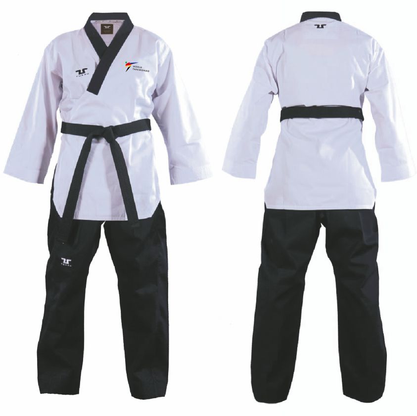 Dobok Basic TUSAH Uniform collo Bianco per Taekwondo OMOLOGATO WT 