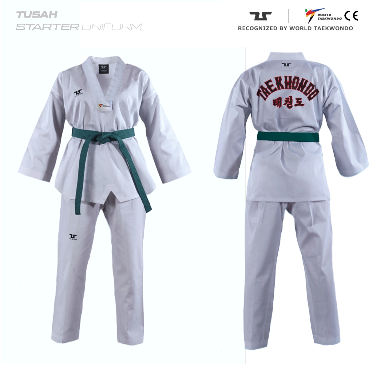 Tusah Traje de Taekwondo Starter   TKD Dobok   Parte Superior con inscripción Taekwondo   Deportes de Lucha Traje por el World Vendaje Taekwondo Aprobado 